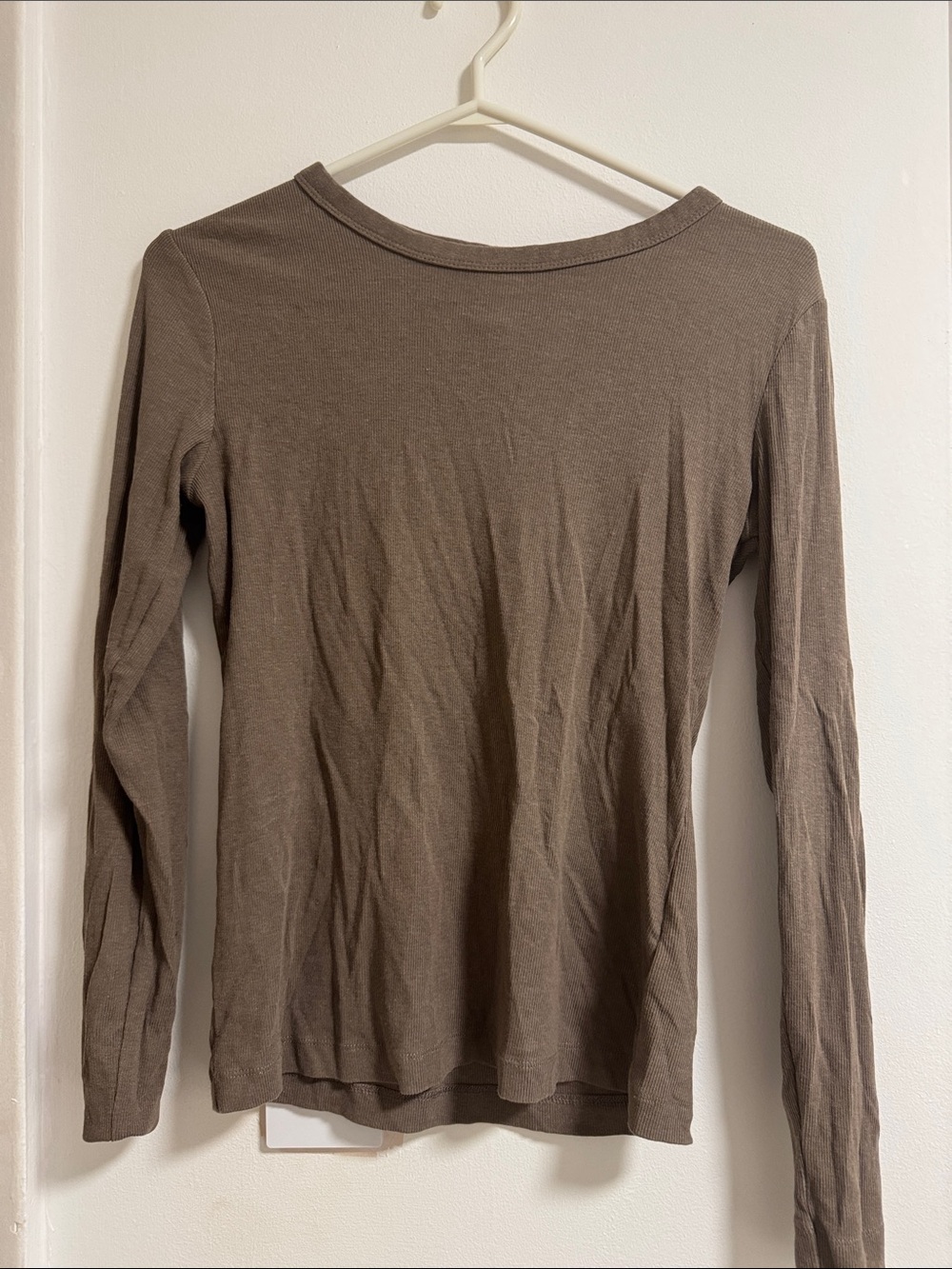H&M Women's Long Sleeve Crewneck Top - Taupe Brown